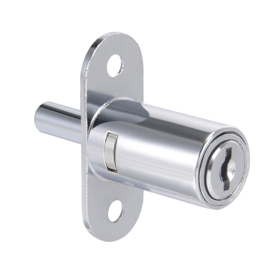 Silver Tone Metal Sliding Door Showcase Cylinder Plunger Lock with 2 Keys H4R5