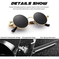 thumbnail image 2 of Gafas de sol polarizadas redondas con montura dorada y lentes grises para hombre y mujer inspiradas en el estilo retro Steampunk en un círculo metálico, 2 of 5