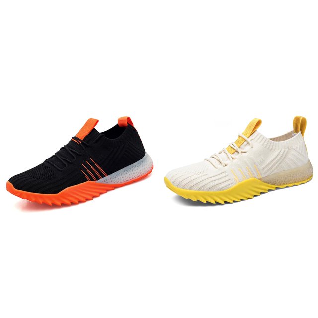 (2-Pack) Rinsvye Couples Printed Running Shoes Lightweight Mesh Design Breathable Sole Trendy Look For Men And Women Sporty Style Daily Exercise Comfortable Fit