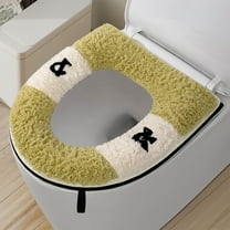 2 Pieces Thicker Bathroom Soft Toilet Seat Cover Pad with Handle Toilet Lid Cover Cushion Waterproof Zipper Style Soft Thicker Washable Fits All Oval Toilet Seats(Green)