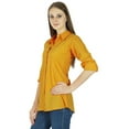 thumbnail image 3 of Top Cotton Shirt Long Sleeve Solid Short Kurta Women Clothing, 3 of 4