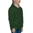 thumbnail image 3 of Fotbe Emerald Green Sparkling Pattern Youth Pullover Hooded Sweatshirt, Boys Hoodie, Kangaroo Pocket Hoodie for Kids Girls -Medium, 3 of 6