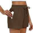 thumbnail image 7 of Cotton Shorts Summer Casual Soft Lounge Short Pants for Women with Pockets Drawstring Elastic Waist Sweatshorts (M, Army Green), 7 of 7
