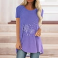 thumbnail image 2 of Birdeem Mode Femmes Mode Manches Courtes Col Rond Imprimé Long T-Shirt Blouse Ample Hauts, 2 of 4