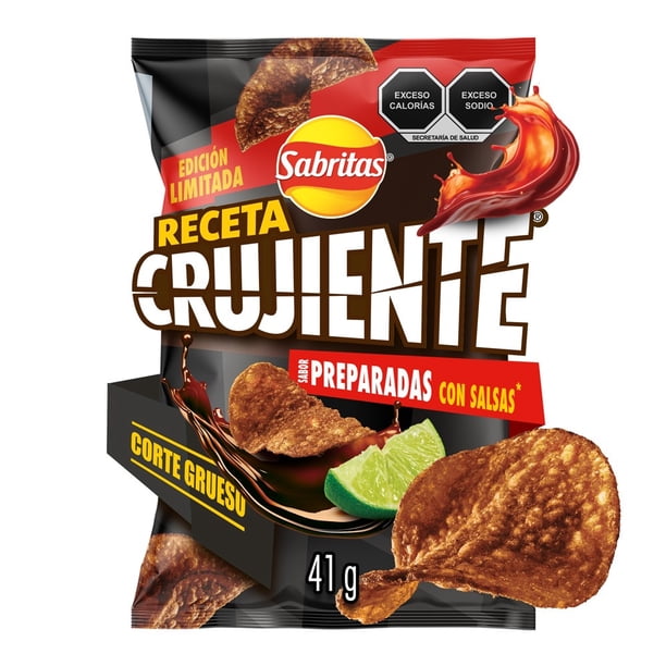 Papas fritas Sabritas Receta Crujiente sabor salsas negras 41 gr ...