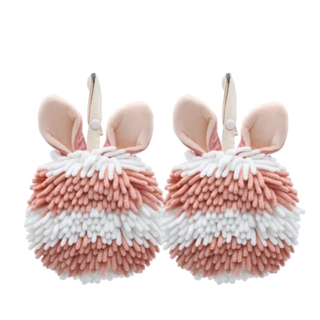 Birdeem Rabbit Ear Crown Chenille Hand Towel Cute Hanging Hand Wipe Ball Hand Towel Thickened Absorbent Hangable Multifunctional Hand Towel