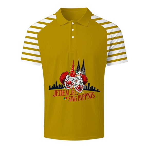Adult Men Polo T Shirts Short Sleeve Button Polo Tees Lightweight Gold Casual Dress Shirts for Men