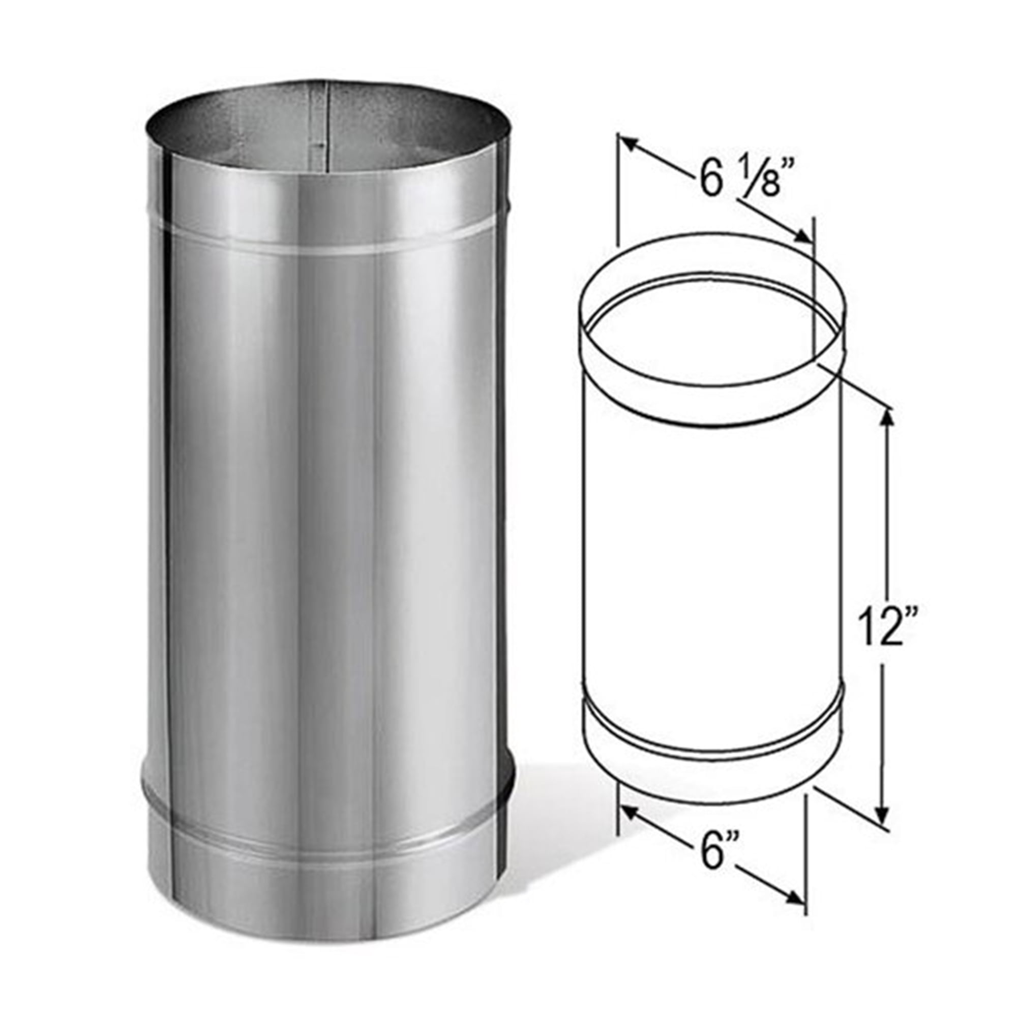 DuraVent DuraBlack 12 x 6 Inch Stainless Steel Single Wall Stove Pipe