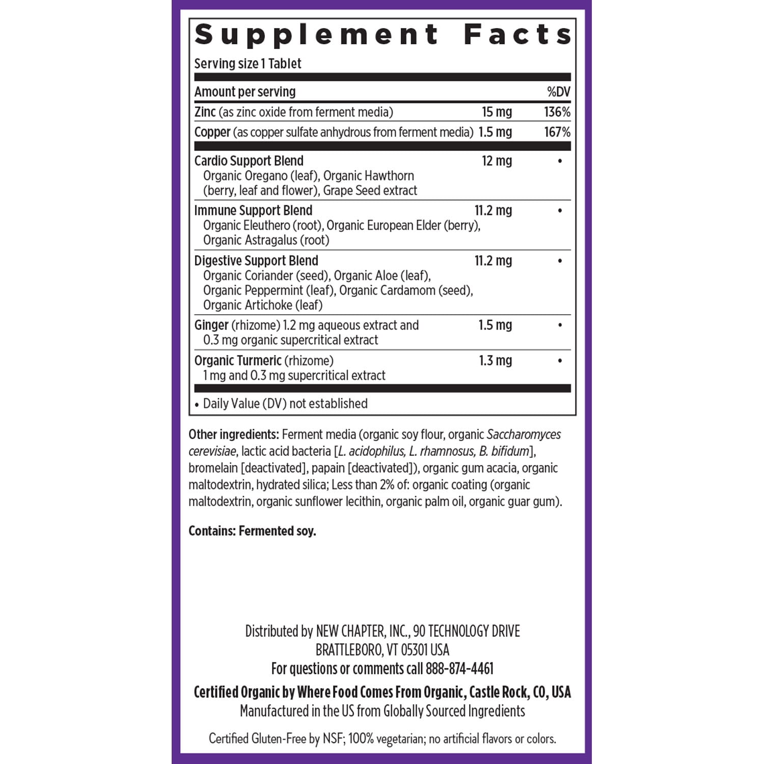 New Chapter Fermented Zinc Complex, ONE Daily Zinc Supplement for Immune Support + Skin Health, 30 tablets