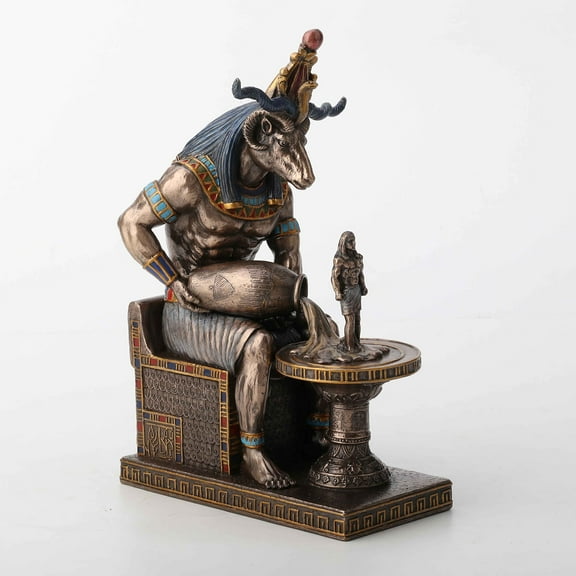 Veronese Design 8 1/2 Inch Khnum Egyptian God of Procreation Home Decor Resin Statue Bronze Finish