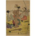 thumbnail image 2 of Chokosai Eisho 17x24 Gold Ornate Framed and Double Matted Museum Art Print Titled - Women on a Fishing Boat II (C. 1780-1800), 2 of 4