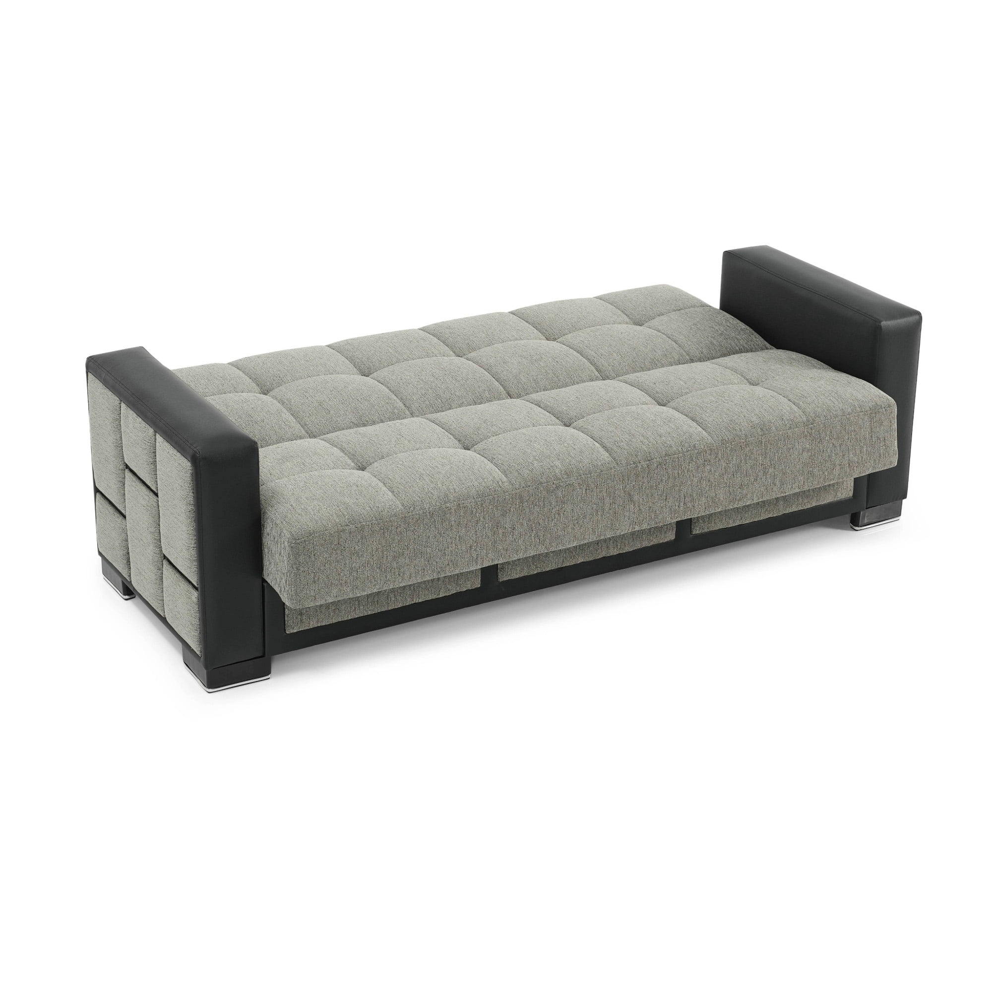 Ottomanson 87" Convertible Sofa Couch for Living Room, Chenille Modern Sofa Bed with Storage, Gray