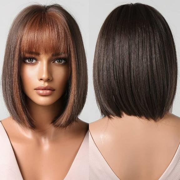 Bob Wigs for Women Synthetic Hair Wigs Short Bob Wigs With Bangs Straight Wigs Hair Replacement Natural Hair Looking for Girl Daily Use A4