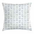 thumbnail image 1 of Bicycle Throw Pillow Cushion Cover, Dutch Ornament Drawings in Blue Windmill Narrow House Bicycle Topiary Tree, Decorative Square Accent Pillow Case, 20 X 20 Inches, White Night Blue, by Ambesonne, 1 of 2