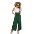 thumbnail image 5 of Uvplove Women's Wide Leg Trousers Palazzo Pants Drawstring Waist Summer Loose Trousers with Pockets Army Green-L, 5 of 14
