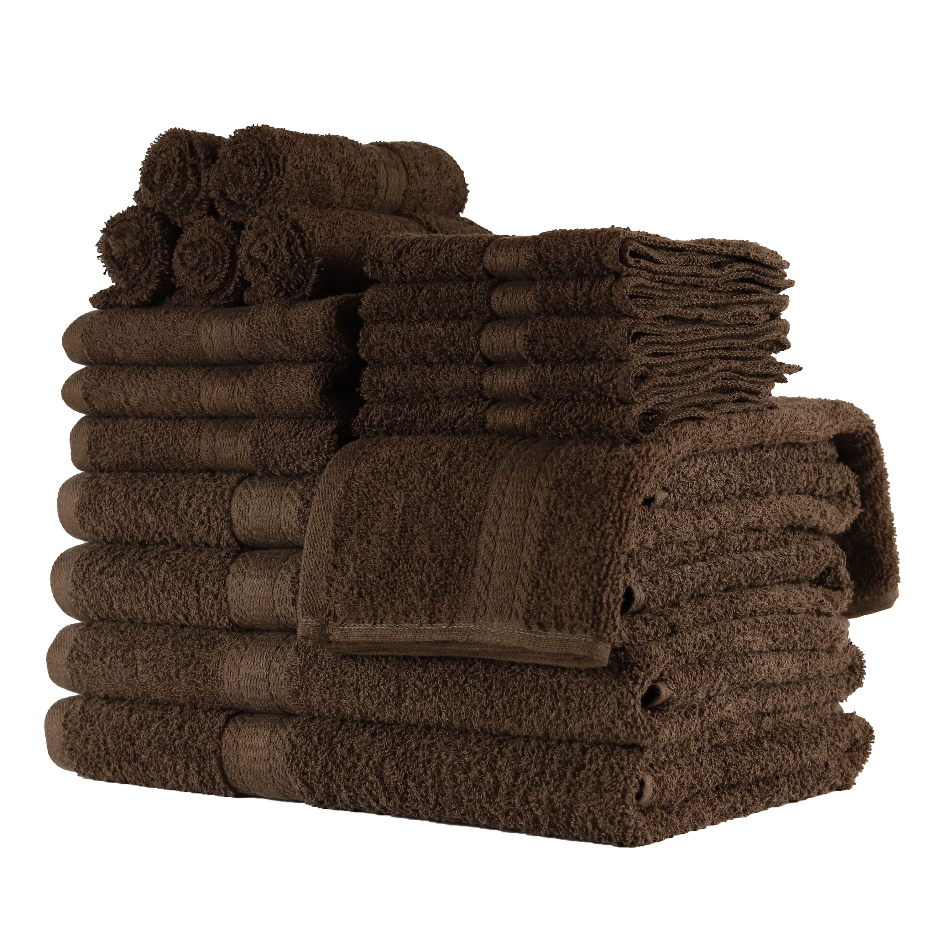 Mainstays Basic Solid 18-Piece Bath Towel Set Collection, Brown - image 7 of 10