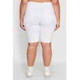 thumbnail image 5 of Womens Plus Size Hyperstretch High Waisted Bermuda Shorts with Faux Button, 5 of 5