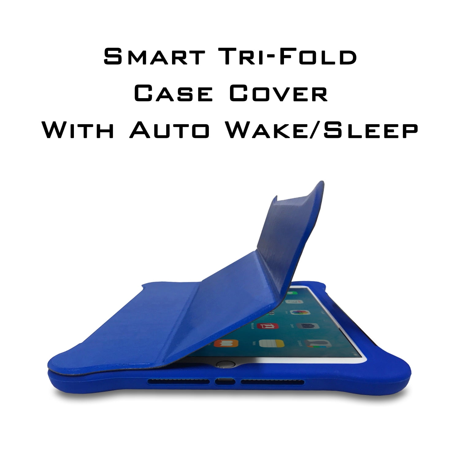 ME 3-In-1 Bumper-Case-Stand with Smart Tri-Fold Cover for New iPad 9.7-inch (5th Generation - 2017 release) - Blue