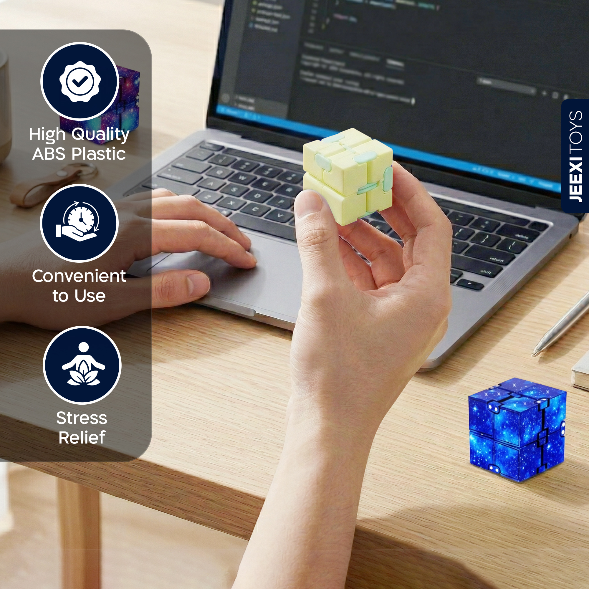 JEEXI Infinity Cube 3 Pack Stress Relief Fidget photo 7