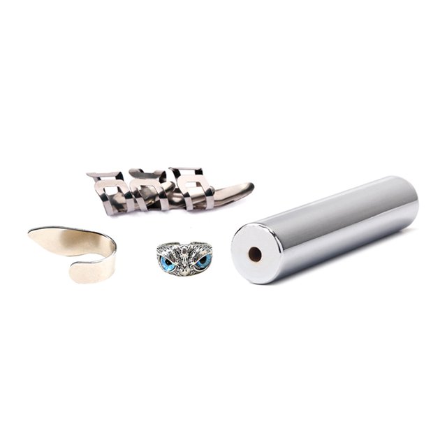 Barra Deslizante Para Guitarra Barra de tono deslizante para regazo de guitarra con protectores para las yemas de los dedos Púas para los dedos del pulgar (cromadas) Hugtrwg Para Estrenar