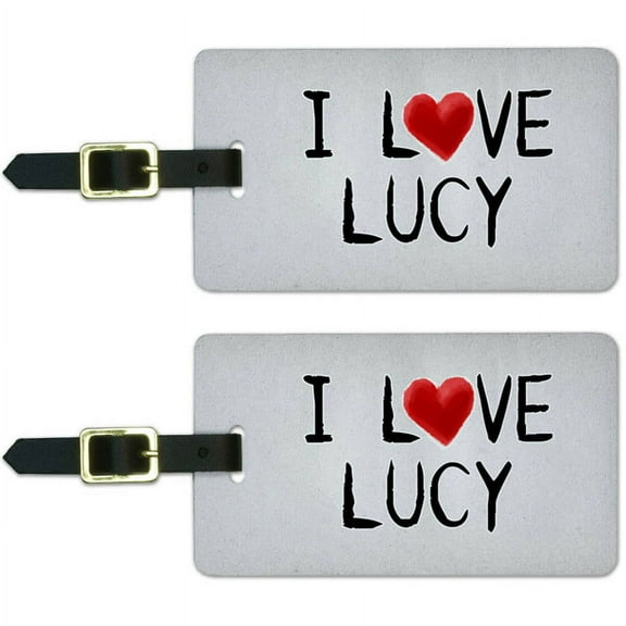 I Love Lucy Written on Paper Luggage Suitcase Carry-On ID Tags, Set of 2