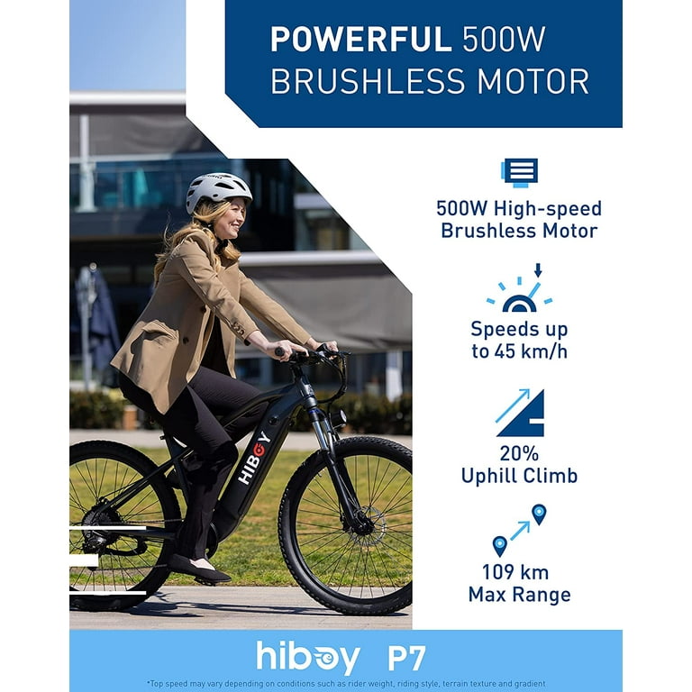 HIBOY P7 Electric Bike Adults 500W Powerful Motor Ebike, 48 OFF