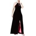 thumbnail image 1 of Vestido largo con cuello pronunciado para mujer My Michelle, negro, 18W, 1 of 1