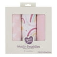thumbnail image 2 of Parent's Choice Muslin Extra Large Swaddle, Rainbow, Pink & White, Infant Girl, 3 Pack, 2 of 12