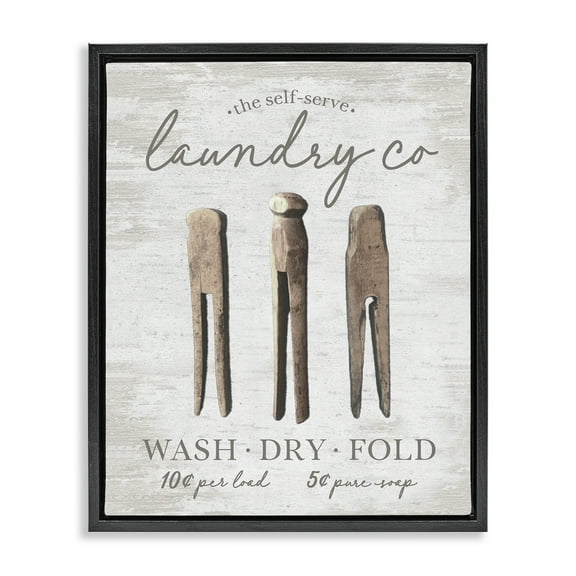 Stupell Industries Distressed Laundry Co Typography Painting Black Floater Framed Art Print Wall Art, 17 x 21
