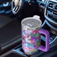 thumbnail image 6 of 40oz Tumbler with Handle and Straw, Vacuum Insulated Stainless Steel Travel Mug, Fits Car Cup Holder, Diamond Sequins Print, 6 of 6