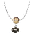 thumbnail image 1 of Delight Jewelry Silvertone Mini Enamel Football Mia Monkey Charm Necklace, 1 of 4