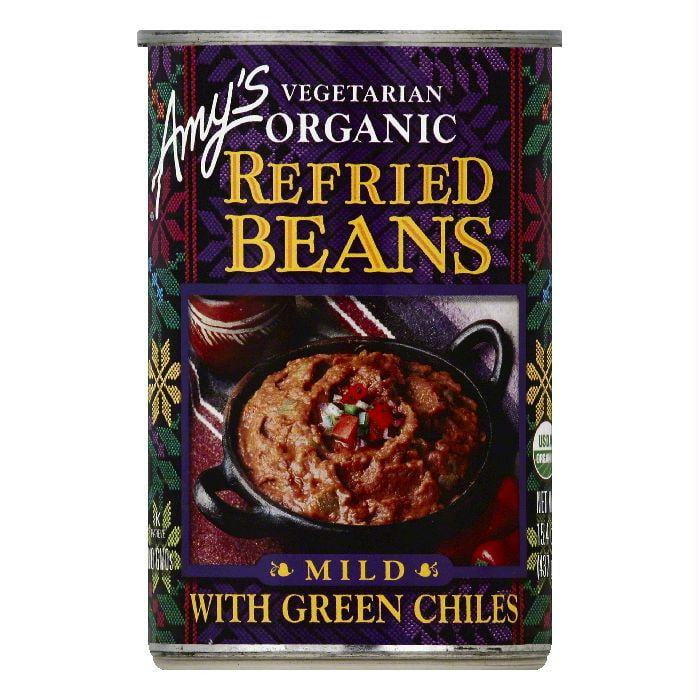 Amy's Kitchen Organic Refried Beans with Green Chiles, 15.4 Oz (Pack of