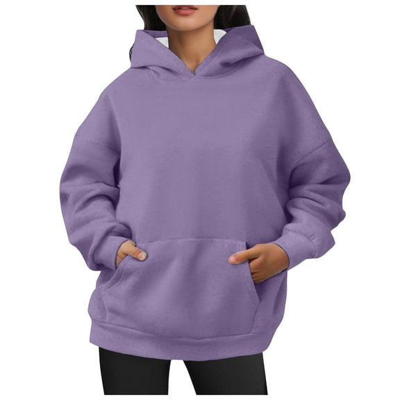 SGMVNU Women's Oversized Hoodie Cute Pullover Hoodies Loose Streetwear Hooded Sweatshirt with Pocket Fall Winter Outfits(Dark Purple,XXL)