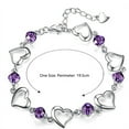 thumbnail image 5 of Hyasfey Women Bracelet Adjustable Shiny Rhinestone Inlaid Silver Plated Bright Luster Decorative Gift Ladies Hollow-out Heart Charm Bracelet Fashion Jewelry, 5 of 7