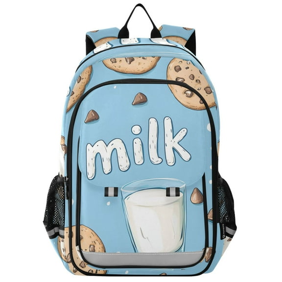 FORMRS Unisex School Backpack 17" Student Travel Bag with Laptop Compartment, Milk and Cookies