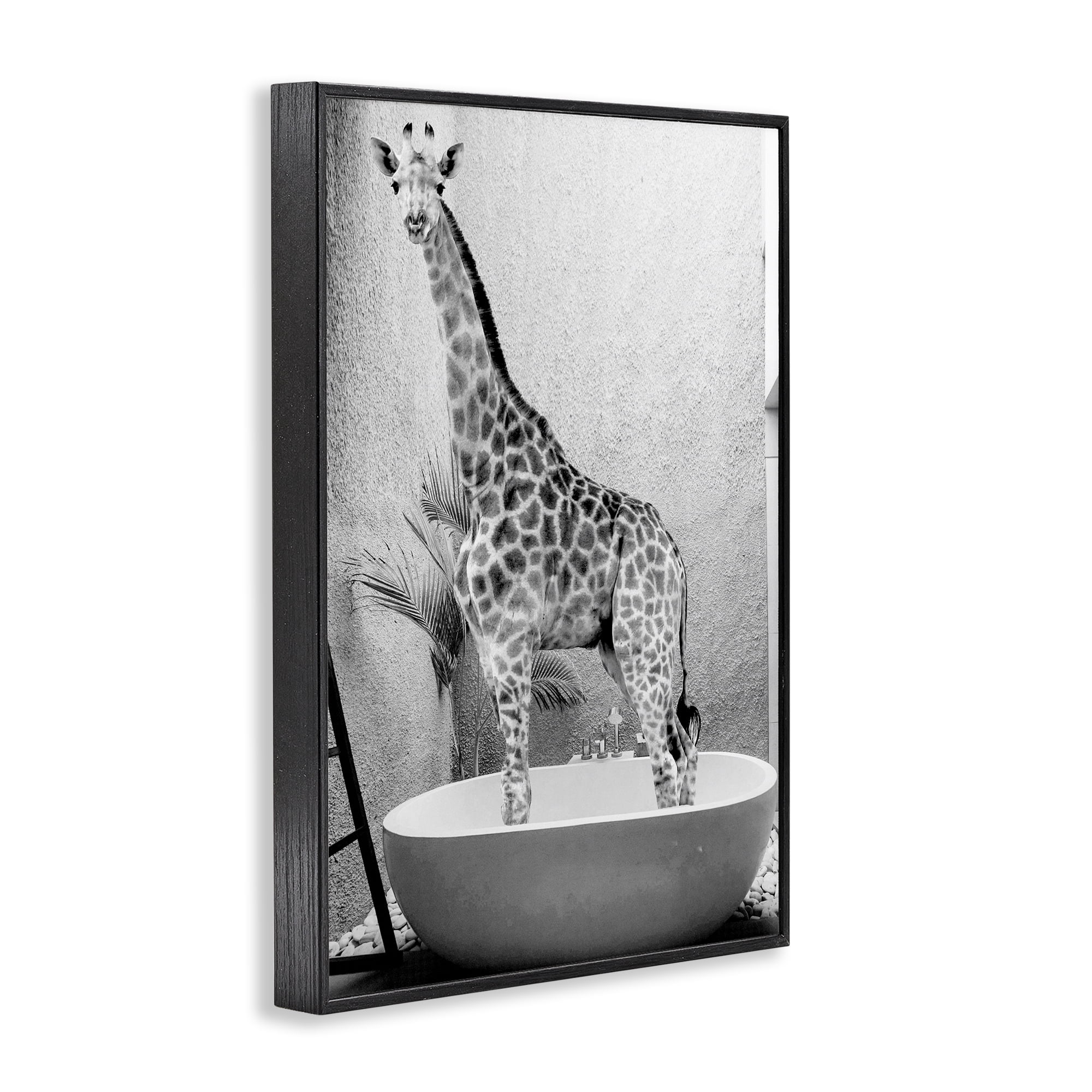 Stupell Industries Safari Bath Standing Tall Black Framed Giclee Art, design by SD Graphics Studio