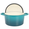thumbnail image 5 of Olla de cocción lenta artesanal de 7 cuartos de galón, redonda, color verde azulado degradado, 5 of 5