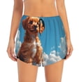 thumbnail image 2 of Picia Blue Sky Cloud Puppy Pattern Women's 2 in 1 Athletic Running Shorts High Waisted Workout Casual Gym Sweat Shorts with Comfy Liner Zipper Pockets-XX-Large, 2 of 9