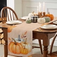 thumbnail image 3 of Thanksgiving Pumpkin Cotton Linen Table Runner, Washable Table Runners for Kitchen, Dining Room, Holiday, Home Party Table Decor, 13x108 Inches, 3 of 9