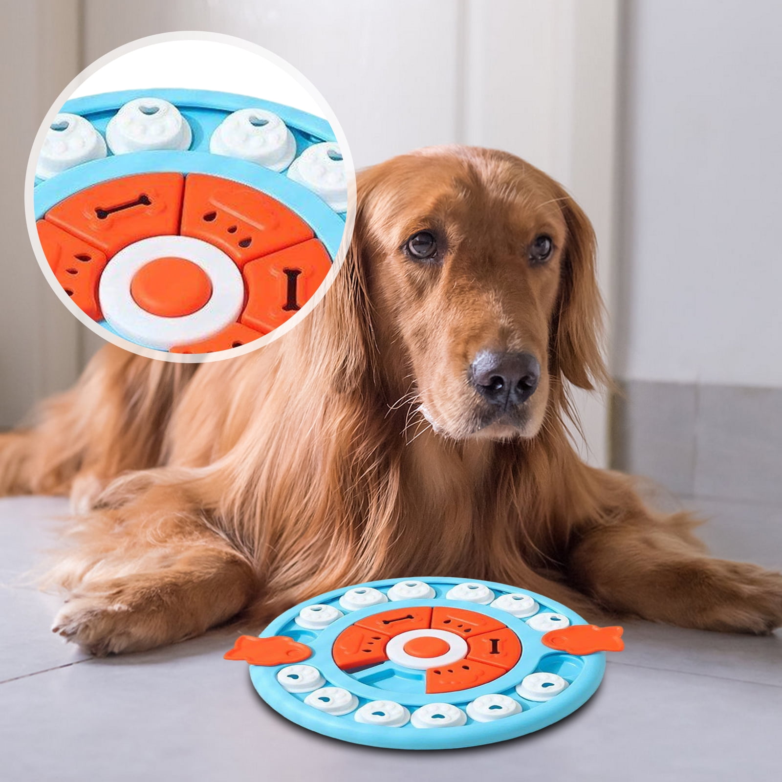 Pet Treat Dispenser Toy, Interactive Rotating Puzzle Feeder for Dogs and Cats, Foraging Sniffing Toy, Mentally Stimulating IQ Training Slow Feeder Base