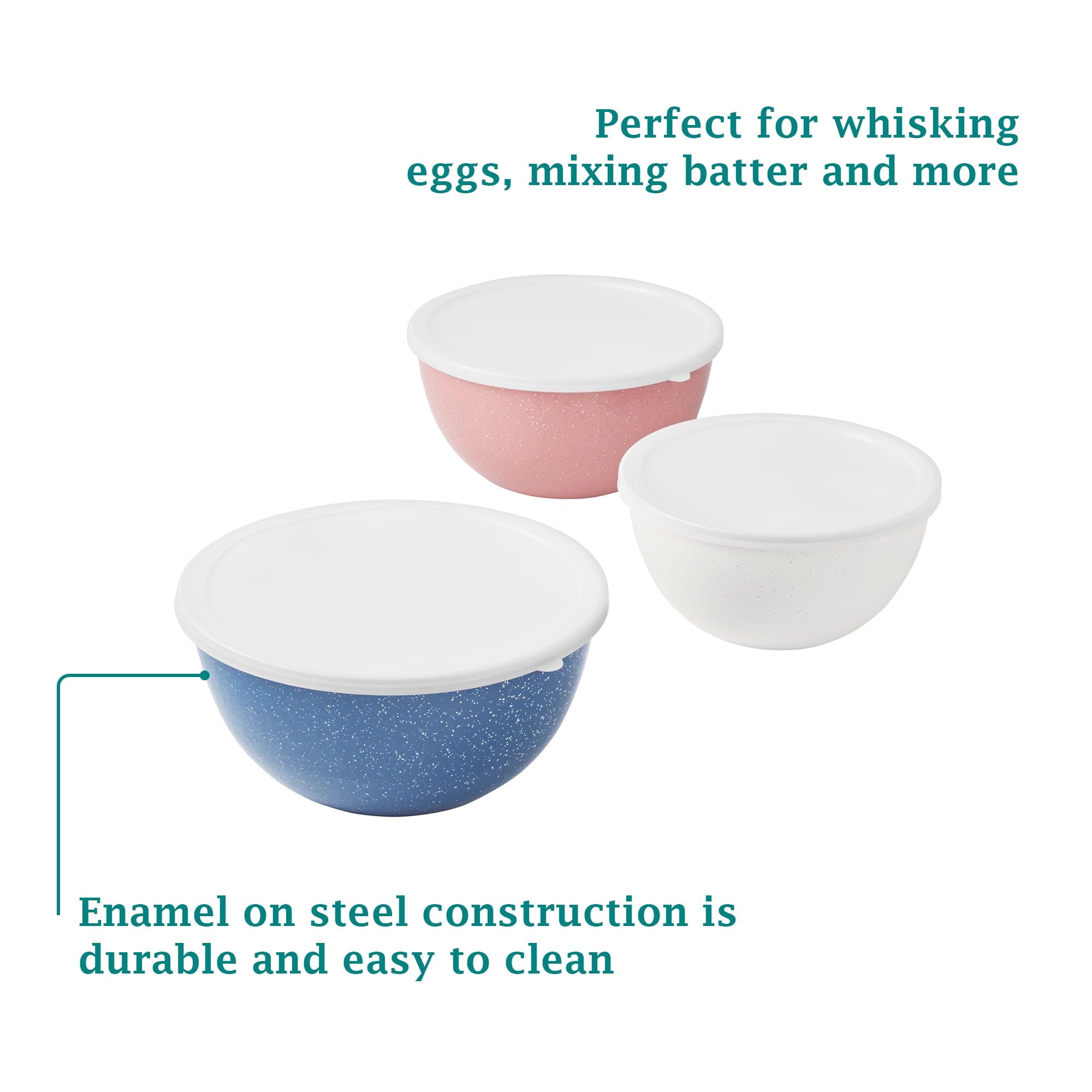 The Pioneer Woman 6-Piece Enamel on Steel Mixing Bowls with Lids