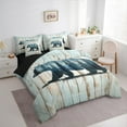 thumbnail image 4 of Manfei Rustic Bear Animal 7-Piece Twin Bedding Sets for Men, Farmhouse Wooden Plank Bedding Comforter Set, Jungle Wildlife Reversible Sheet Sets, Luxury Bedroom Decor, 4 of 8