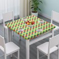 thumbnail image 3 of Multi Color Checkerboard Checkered Pattern Square Fitted Tablecloth with Elastic Edge,Square Table Cover,Washable Elastic Table Cover for Home Kitchen Party Decor 34"x34", 3 of 6
