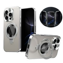 Allytechgroup iPhone 15 Pro Case with Anti-Spy Screen Protector Film, Compatible with Mag-safe Shockproof Privacy Protection Anti-Scratch Ring Stand Phone Case for Apple iPhone 15 Pro,Silver