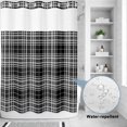 thumbnail image 3 of No Hook Shower Curtain, Buffalo Plaid Shower Curtains for Bathroom with See Through Top Window, Black White Gray Farmhouse Gingham Striped Waterproof & Washable Bath Curtain Extra Long 72"x84", 3 of 9