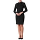 thumbnail image 2 of Vestido de trabajo de manga larga hasta la rodilla con cuello de lazo para mujer Inspire Chic S Negro, 2 of 4