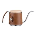 thumbnail image 1 of Hervidor de café con cuello de cisne y tapa de piel sintética, con indicador de nivel de agua, para café por goteo, para bar interior y exterior marrón claro, 1 of 8