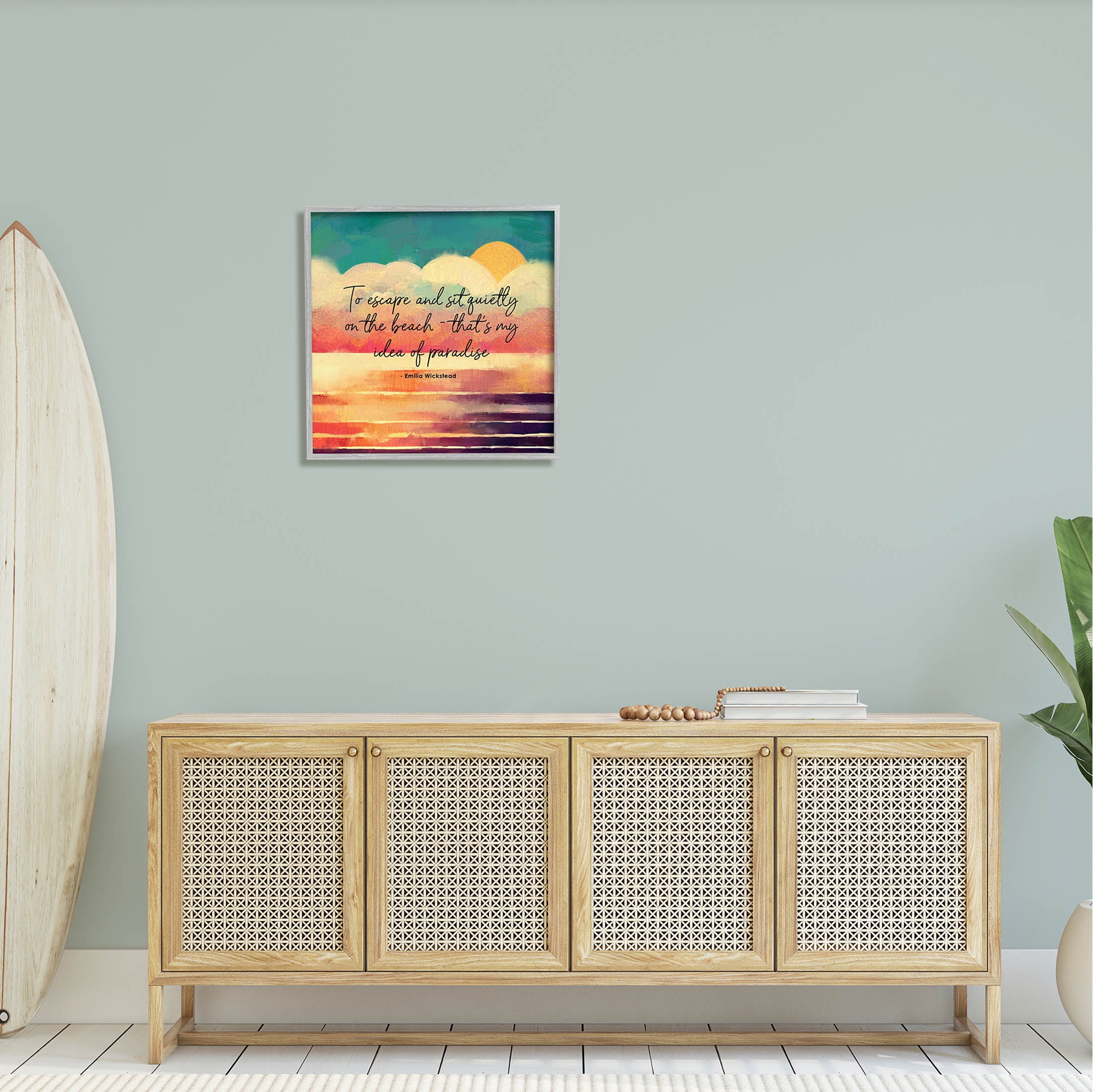 Stupell Industries To Escape Paradise Phrase Graphic Art Gray Framed Art Print Wall Art, Design by Ziwei Li