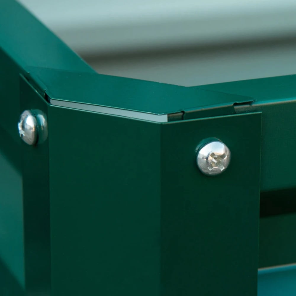 2 Pack Steel Raised Garden Bed Green Powder Coated Outdoor Planter Box for Vegetables Herbs Flowers Plants with Drainage