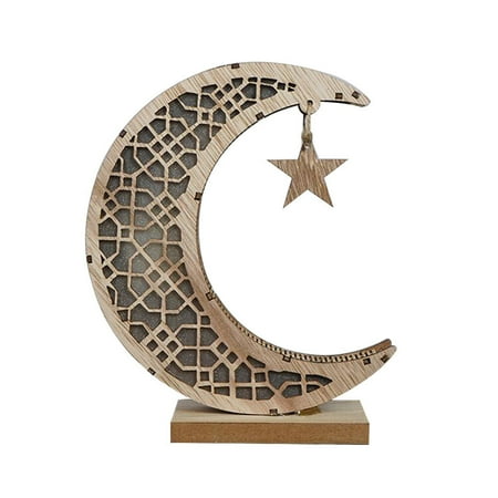 

HOMEMAXS Muslim Ramadan Decorative Lamp Moon Night Light Home Desktop Light Crafts for Party Festival (Yellow Light)